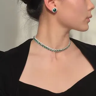 Trendy Geometric Round Crystal Fashion Jewelry Set (3 pcs)
